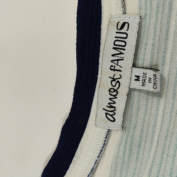 Almost Famous - Green, Navy & White Striped Bodycon T-Shirt Dress – Casual Fitte - Picture 3 of 5